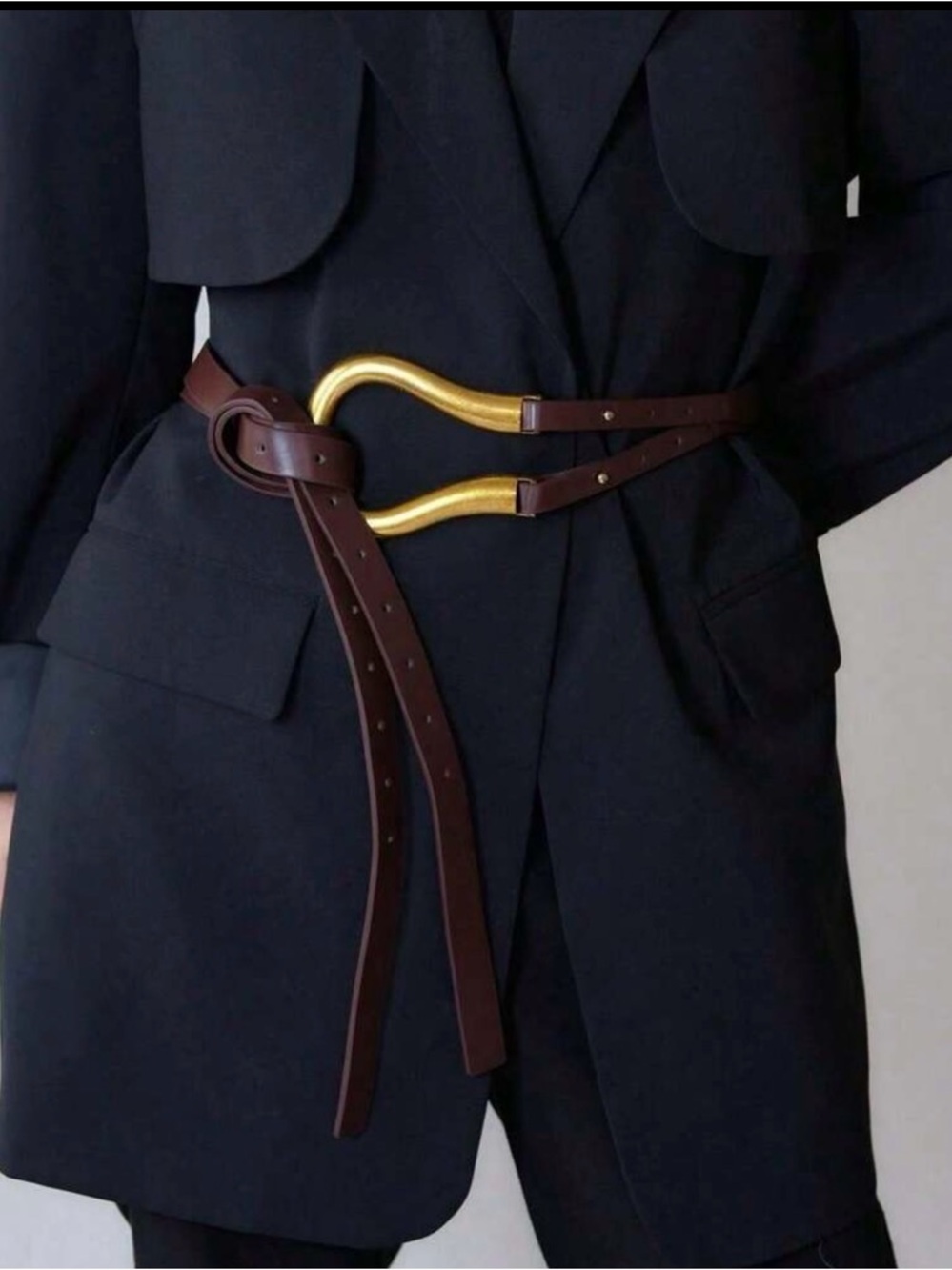 NEW Designer Inspired Brown & Black Double Strap Belts w/ Gold Accents